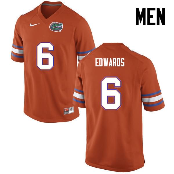 Men's NCAA Florida Gators Brian Edwards #6 Stitched Authentic Nike Orange College Football Jersey FER1065PO